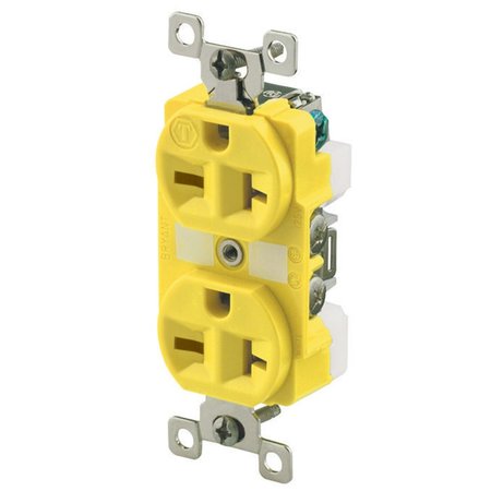 BRYANT Receptacle, Duplex, Corrosion Resistant, 20A 250V, 2-Pole 3-Wire Grounding, 6-20R BRY5462CR